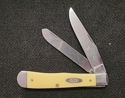 Case XX 2024 3254 CS Yellow Composite Trapper Knife 2 Blade Carbon