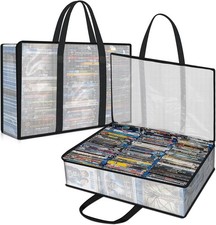2 Pack DVD Storage Bag Sturdy Clear CD Organizer W/ Carrying Handles,Media