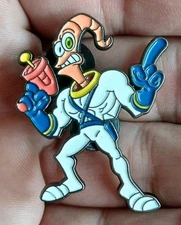 Eartworm JIM Custom ENAMEL PIN Sega Genesis Game Retro Gaming Crow 16 Bit Era 90