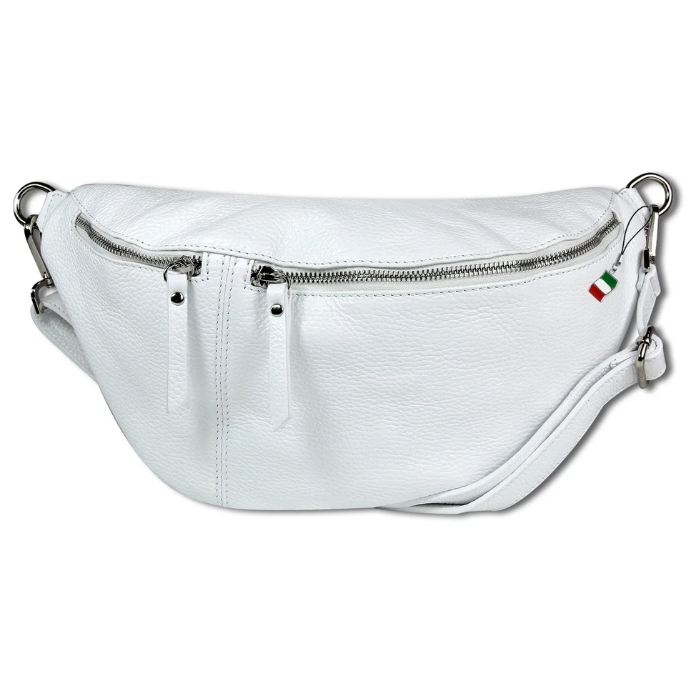 Florence Echtleder Gürteltasche Damen extra groß weiß Bauchtasche Jugend OTF821W - Bild 3 von 4