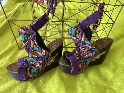 Irregular Choice Vintage Sandal Platform Wood Heart Shoes Multicolor Women's