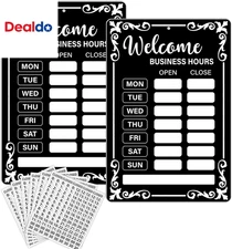 2Pcs Business Hours Sign Changeable Store Time Mark with Stickers for Coffee Bar