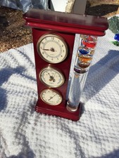 VNTG Galileo Weather Station Thermometer Barometer Hygrometer Clock Wood Frame
