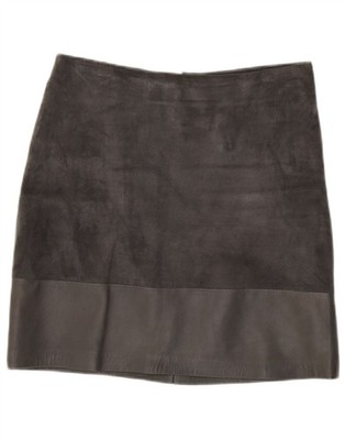 HALLHUBER Womens Suede Skirt EU 38 Medium W32  Grey Leather AE16