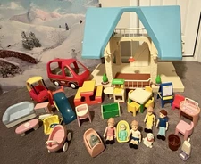 SHIP QUOTE? Little Tikes Blue Roof DOLLHOUSE w/ Loads Furniture & Access & Van