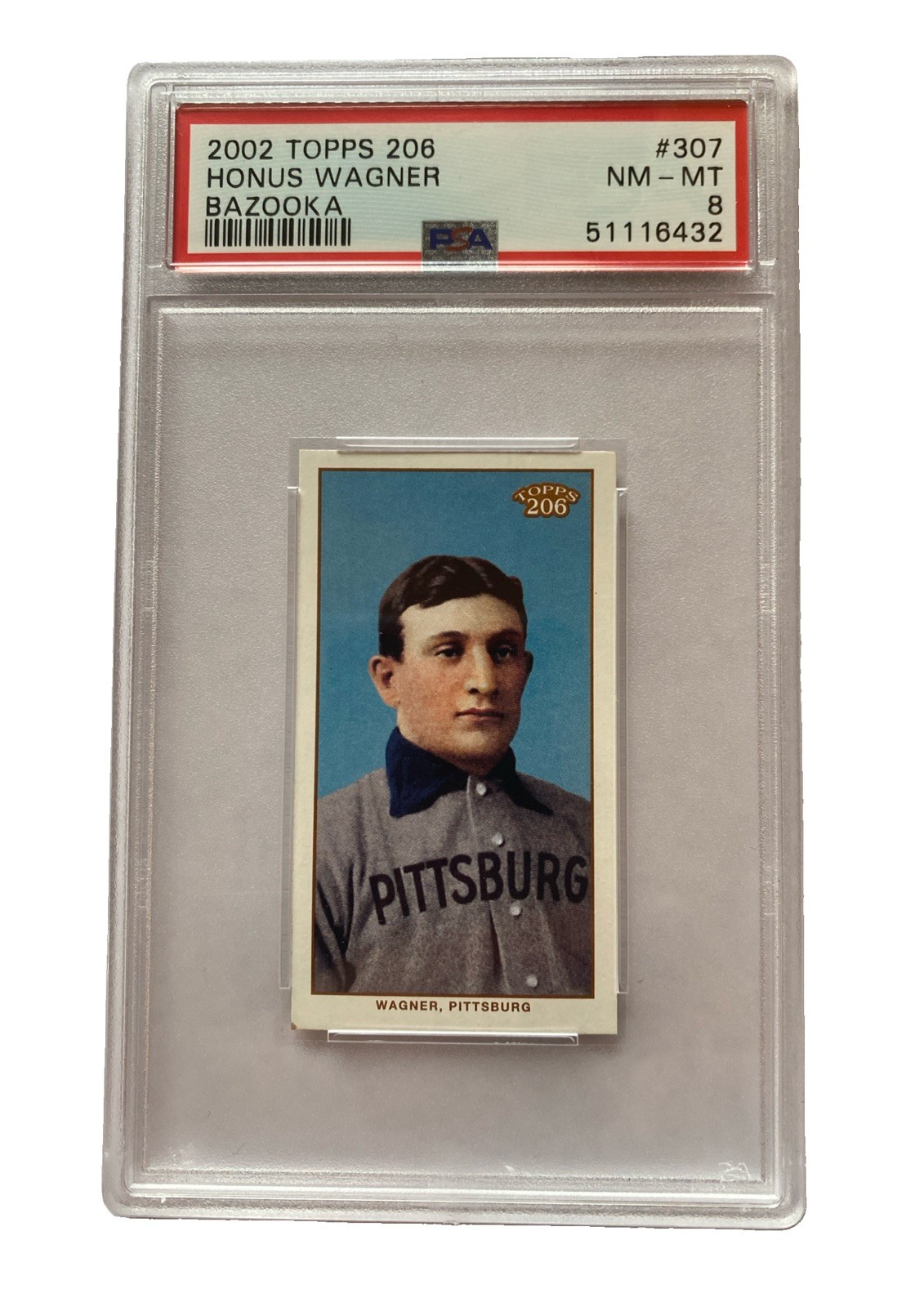 PSA 8 HONUS WAGNER SSP /30 2002 TOPPS 206 MINI BAZOOKA BACK #307 T206