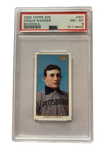 PSA 8 HONUS WAGNER SSP /30 2002 TOPPS 206 MINI BAZOOKA BACK #307 T206