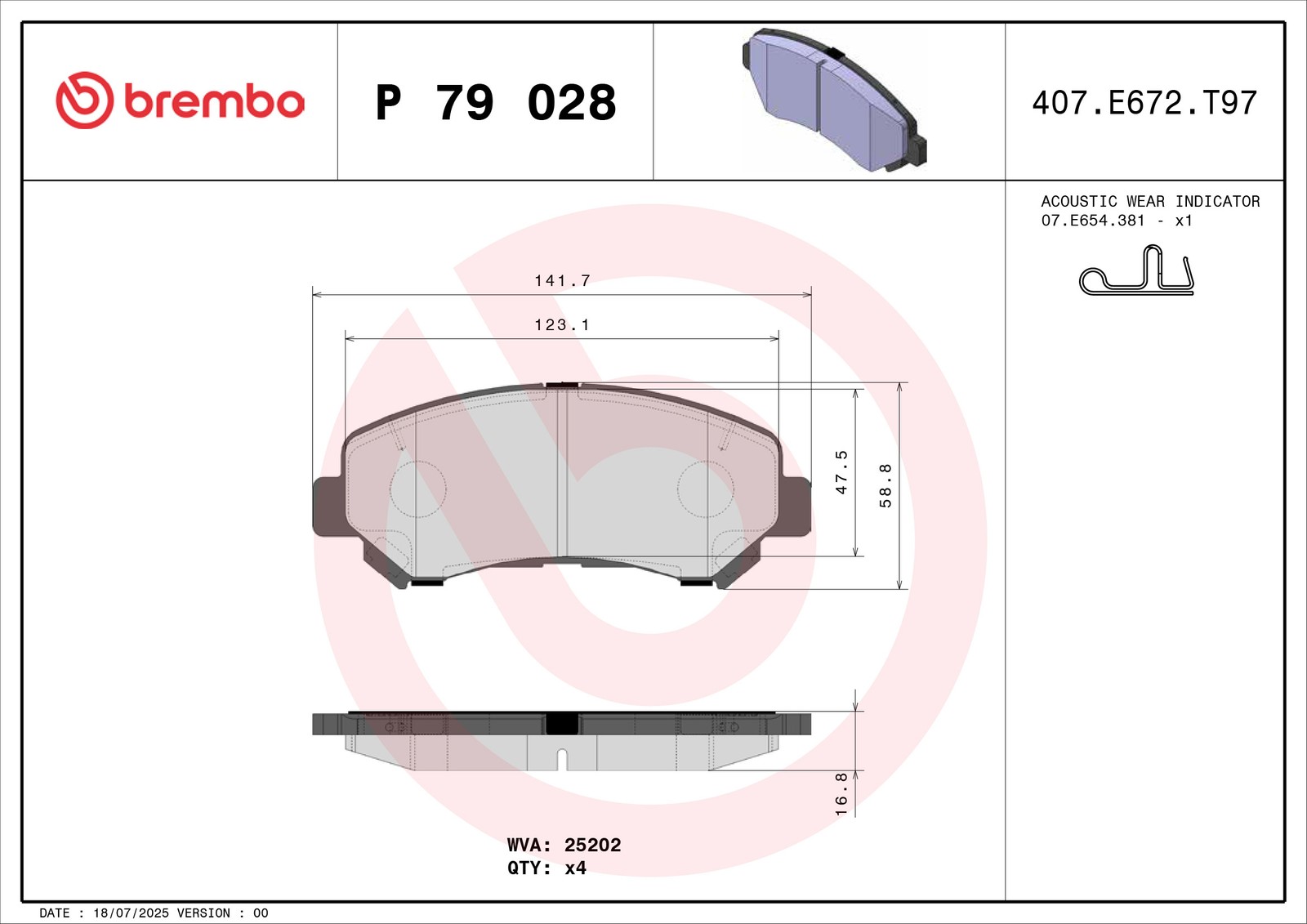 Für BREMBO P 79 028 Brake Pad Set, disc brake P 79 028 Brake pads set front , f - Bild 5