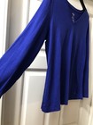 Danskin Now Loose Fit Shirt Long Sleeve Pullover Active XL 16-18 Blue V neck — photo 2