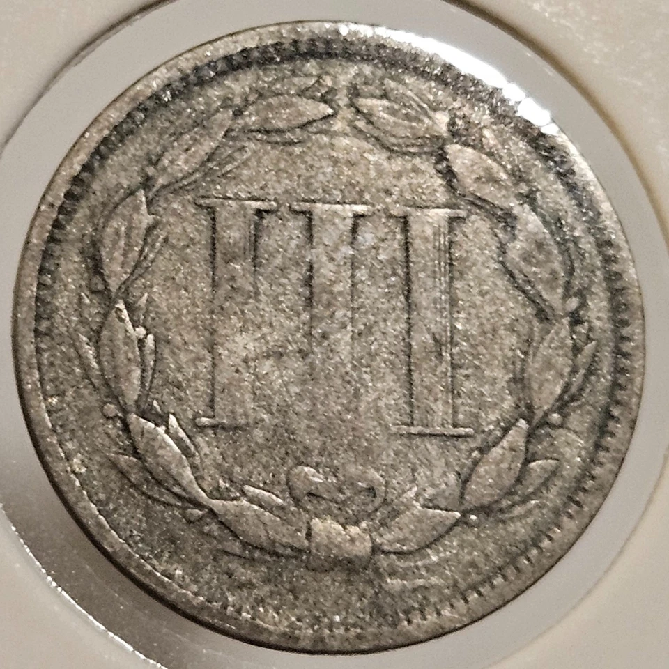 1866 Three Cent Piece Nickel 3c Antique United States of America III Coin 3 - Image 2 of 2