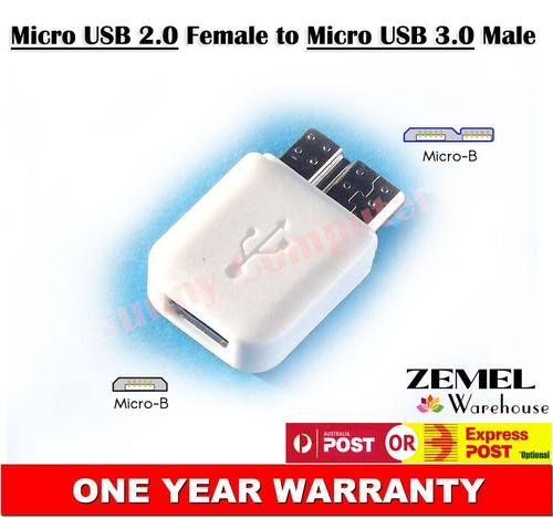 Conector adaptador Micro USB2.0 hembra a 3.0 macho para disco duro portátil HDD AU - Imagen 1 de 2