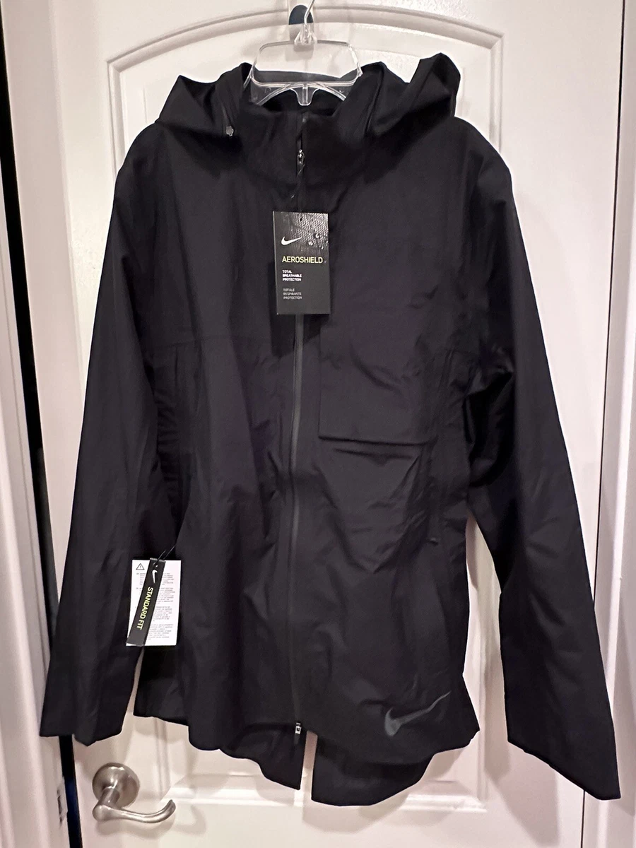 Nike AeroShield Waterproof Running Black Jacket 928477 010 Mens