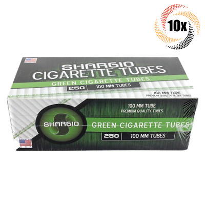10x Boxes Shargio Green Menthol 100MM 100's ( 2,500 Tubes ) Cigarette Tube RYO