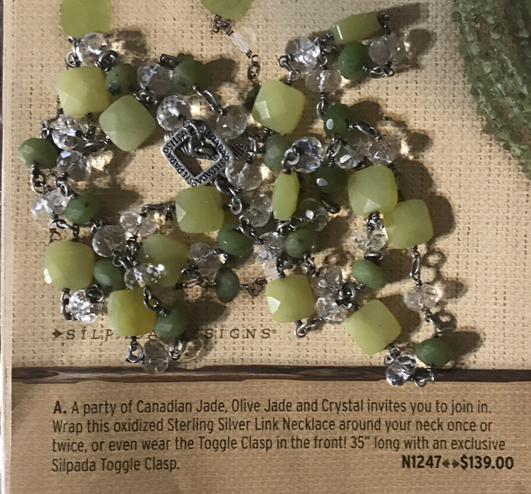 Collier Long Silpada Argent Sterling Avec Cristal, Perle Et Gland - Occasion, Très Bon état