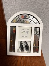 Malden Decorative Pressed Flowers White Wood  Glass 2-2"x2" Picture Frame