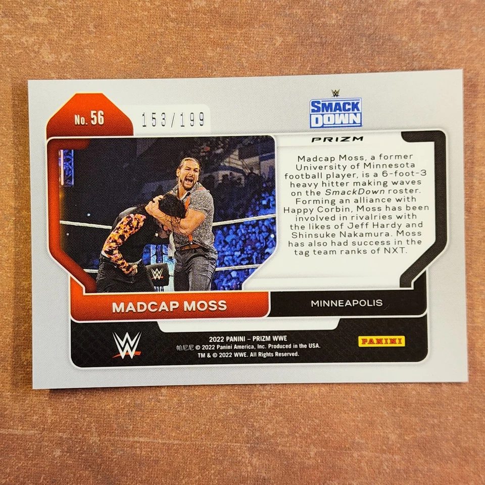 3-05-14 PWE . 2022 panini wwe prizm blue /199 #56 madcap moss - Image 2 of 2