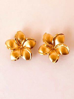 14K massiver Rotgold Hawaii Plumeria Blume Ohrring 1/2 Zoll (12 mm) E2514,7-7