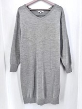 UNIQLO Women Acrylic Blend Knit Jumper Dress Grey Casual Long Sleeves Size M 855