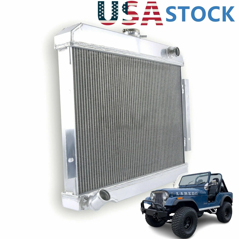 Radiador de refrigeración de carreras 3 filas núcleo completo de aluminio para Jeep CJ5/CJ6/CJ7 1972-1986 Foto 3 de 4