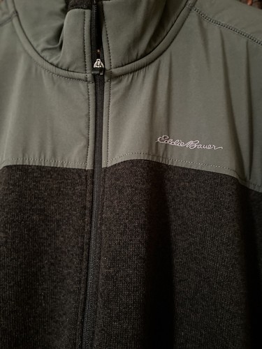 Eddie Bauer Sweater Mens 2XL Gray Full Zip Fleece XXL Jacket Dressy Elegant! - Picture 2 of 13