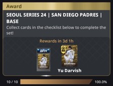 Topps Bunt 24 SEOUL SERIES SAN DIEGO PADRES Base Card Set DIGITAL CARDS Award
