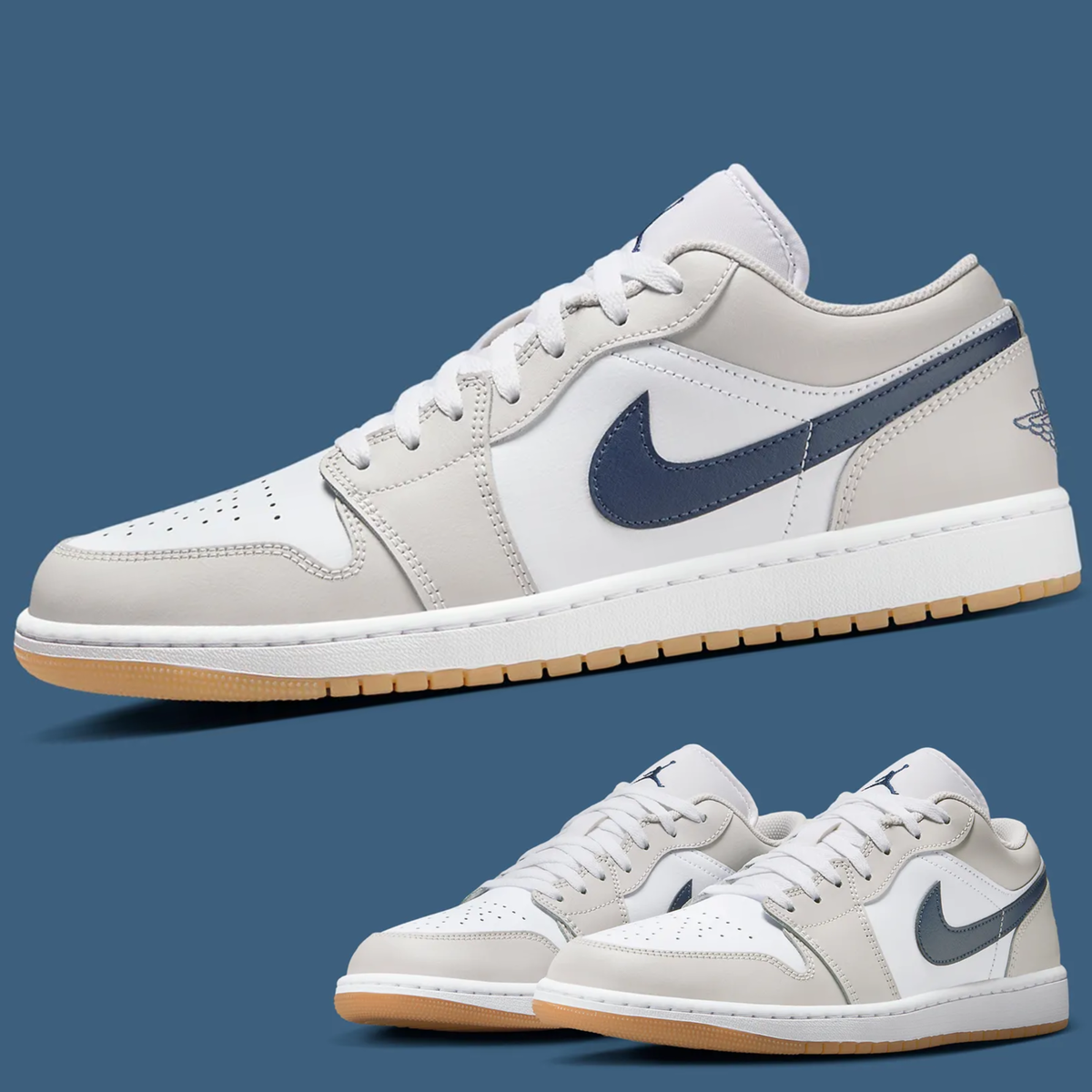 Nike Air Jordan 1 Low Shoes White Midnight Navy Gum 553558 Nike Air Jordan 1 Low Shoes White Midnight Navy Gum 553558