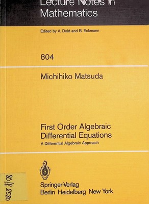 First Order Algebraic Differential Equations: A Differential Algebraic Approach 