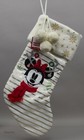 Disney 21 in Minnie Mouse Antler Striped Christmas Stocking with Pom Pom NWT