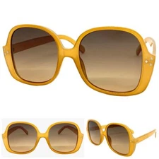 Women Oversize Classic Vintage Retro Style SUNGLASSES Large Square Caramel Frame