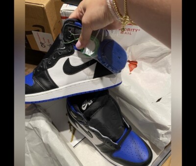 Nike Air Jordan 1 Retro High - Royal Toe Game Royal/Black BIG KIDS 7Y
