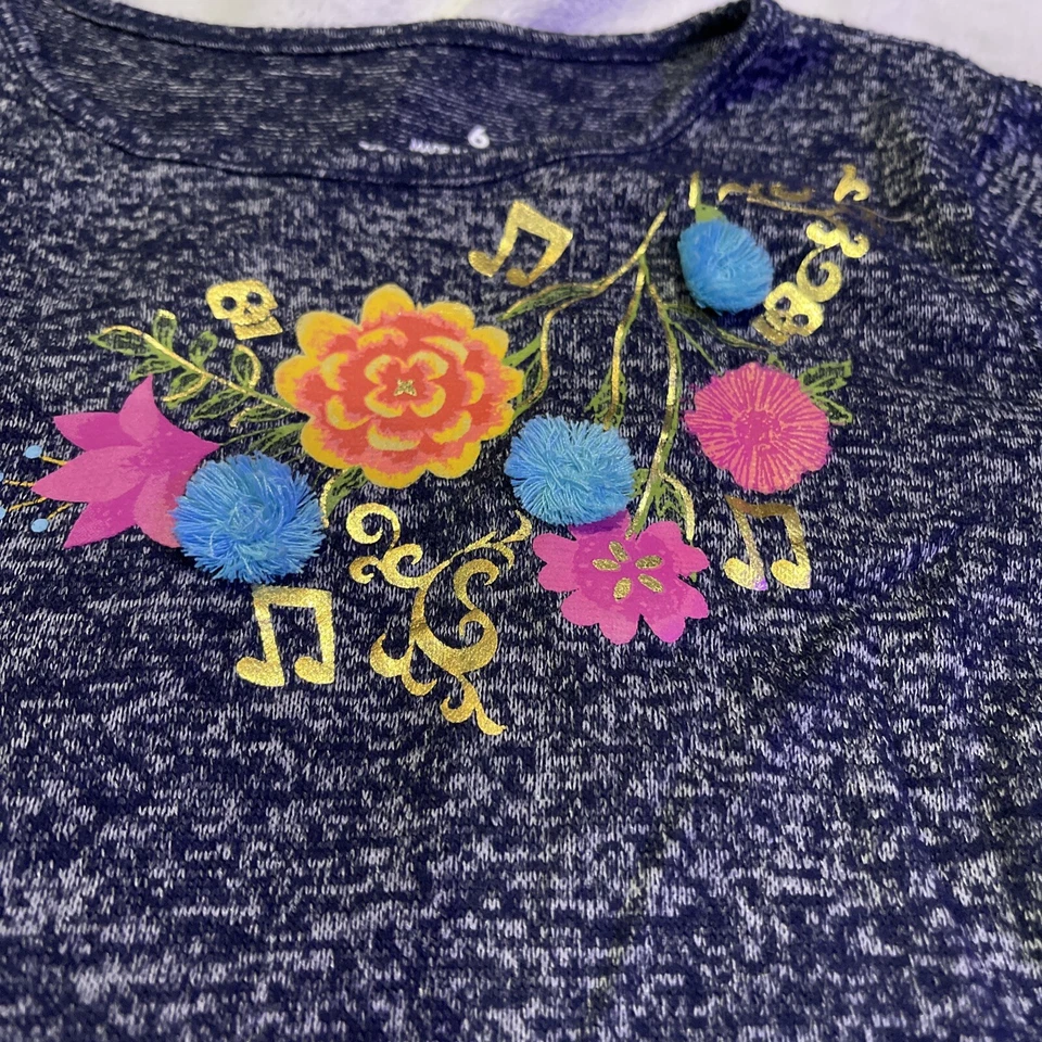 Suéter Disney Jumping Beans Azul Marino Ligero Rayón Música Flores Talla 6 Foto 3 de 4