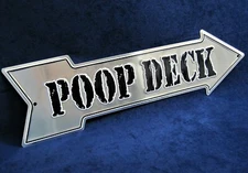 POOP DECK Arrow - *US MADE* Embossed Metal Sign - Man Cave Garage Bar Wall Decor