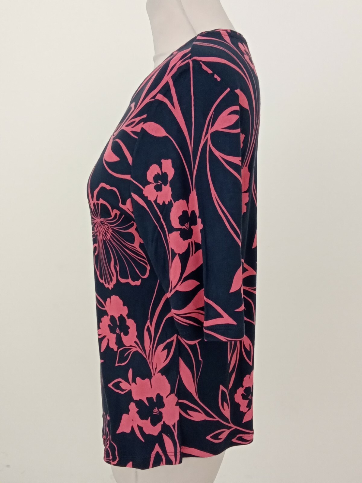 Women's M&S Collection TShirt Blue & Pink Floral Print Short Sleeves