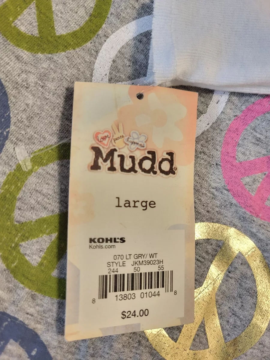 Mudd Love Peace Graphic Long Sleeves Shirt L Girls Fit Women S