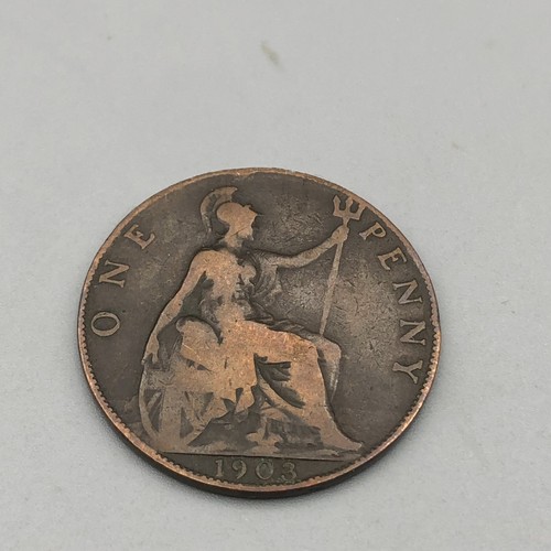 1903 Great Britain One Penny Bronze Coin Edward VII Britannia (C68) - Picture 4 of 4