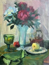 PATRICIA LEGRANDE PAINTING WIFE OF SERGEI BONGART STILL LIFE FLORAL LISTED 30"