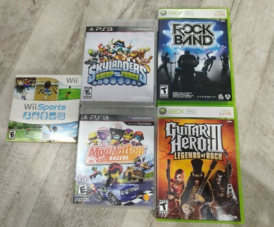 Wii Sports, Xbox 360 Guitar Hero 3, Rock Band, PS3 Modnation