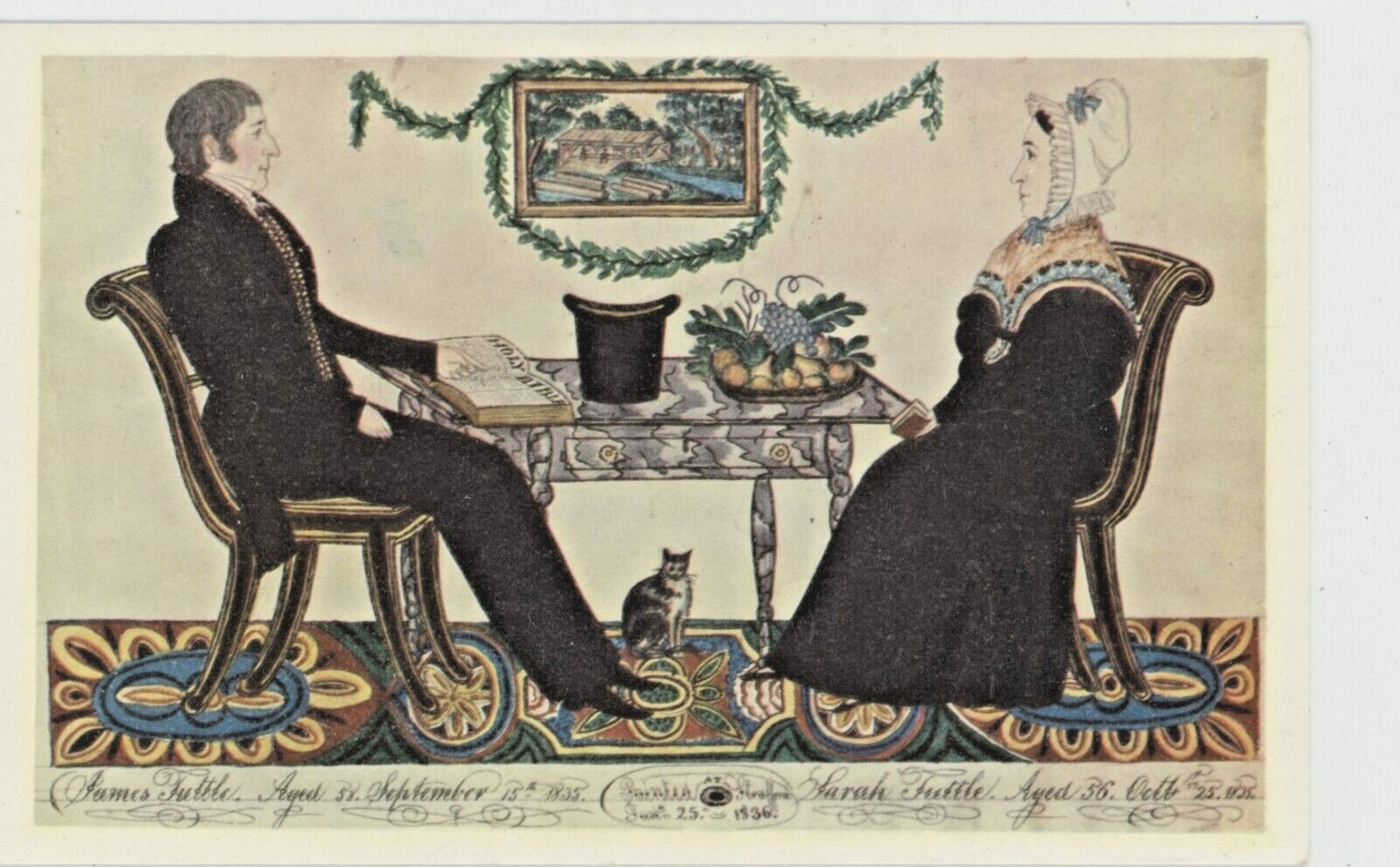 Vintage Postcard ART WATERCOLOR PAINTING JAMES & SARAH TUTTLE BY DAVIS