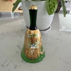 Vintage Cobalt  Blue Gold Glass Bell Venetian Murano Hand Painted
