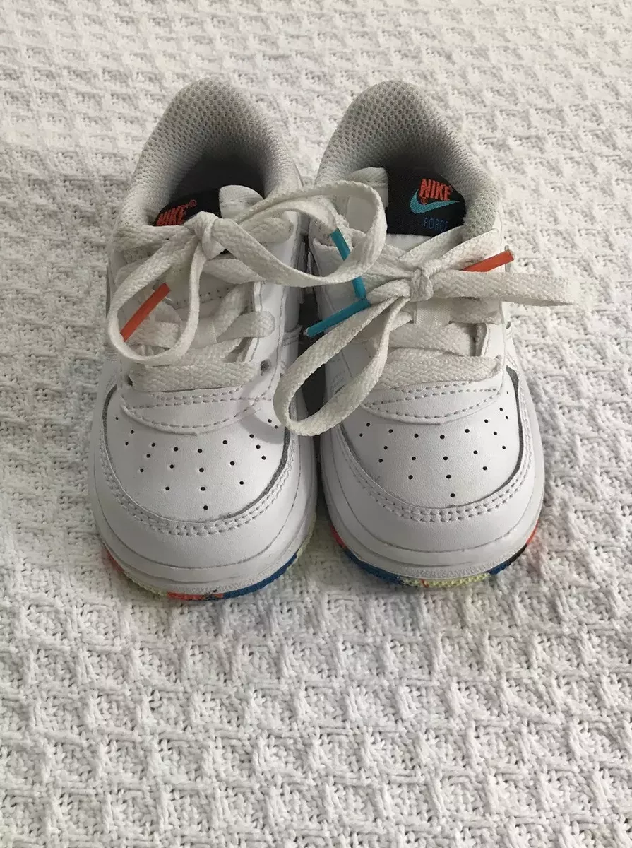 Nike Baby Infant Force 1 LV8 TD White/Multi-color Sneakers, Size 5C  DM7599-100