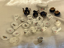Assorted Miniature China Tea Set Plates Cups Bowls 1" Pitcher