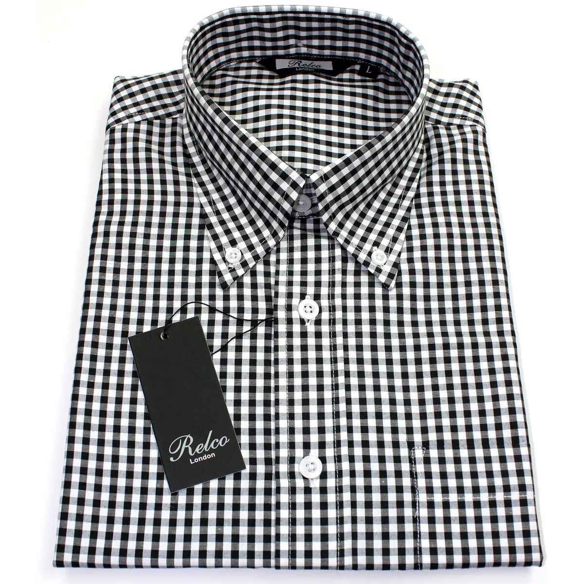 Mens black and clearance white gingham dress shirt