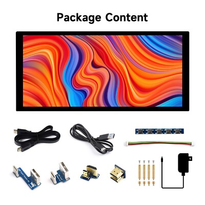 Waveshare 10.4in QLED Quantum Dot Display Capacitive Touch 1600×720 Raspberry Pi