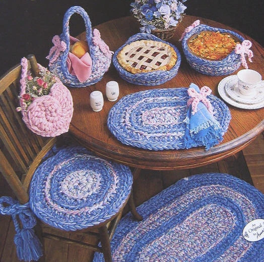 Rag rug crochet pattern: use yarn or fabric for rugs placemats chairpads baskets - Image 2 of 2
