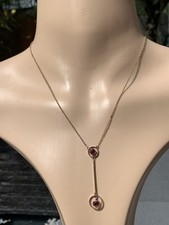 9ct Rose Gold Victorian Art Nouveau Garnet Pendant Necklace 2.8 Grams