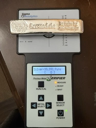 20 oz .999 Silver Bullion Long Cast Pour Bar by Scottsdale Mint Sigma Verified