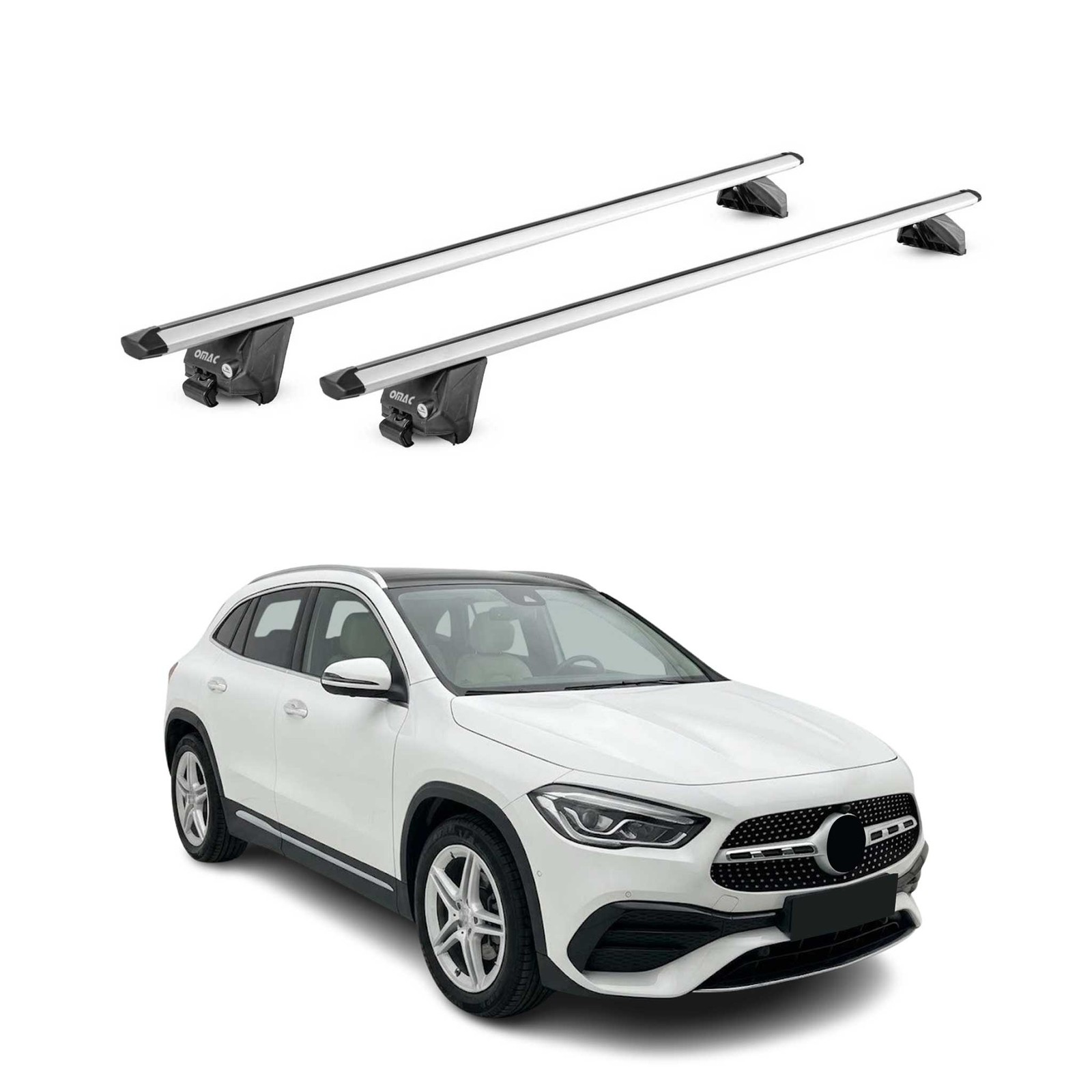 Barres de toit pour Mercedes GLA H247 en aluminium pour coffre et ski