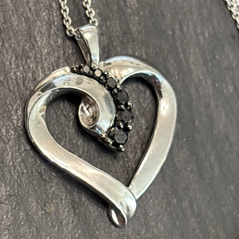 JWBR Renaissance Jewelry Black Diamond Sterling Silver Heart Pendant E1 - Image 4 of 4