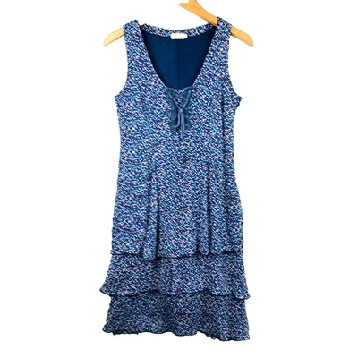 Jacqueline Riu Robe Volantée Femme 38 Bleu Floral Viscose Sans Manches Chic Été - Photo 1/4