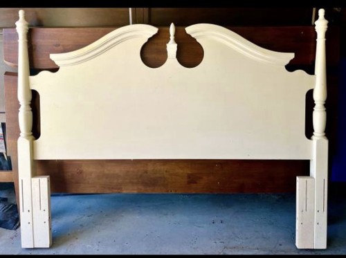 Wood Headboard, Queen Size, Chalk White, 62 in Wide, Solid/Plain Pattern, Adults